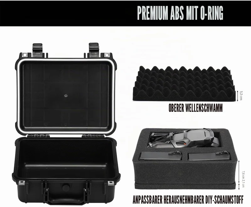 Mayouko Waterproof Plastic Toolbox with Foam Insert, 13.4" x 11.6" x 6", IP67 Lockable Storage Box,