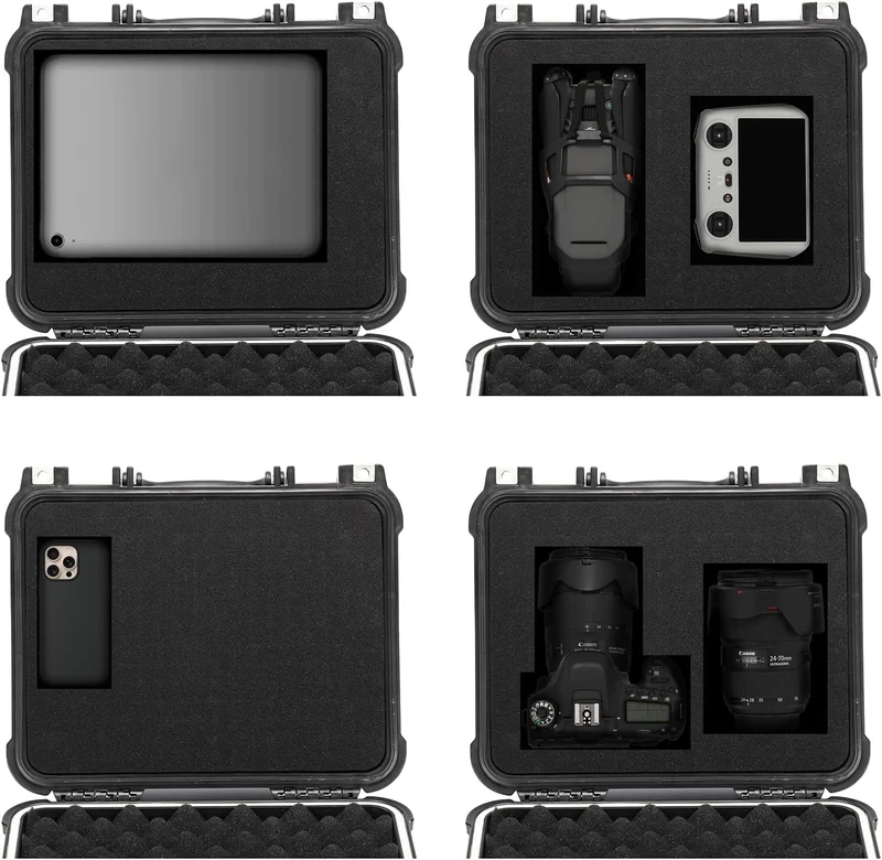 Mayouko Waterproof Plastic Toolbox with Foam Insert, 13.4" x 11.6" x 6", IP67 Lockable Storage Box,