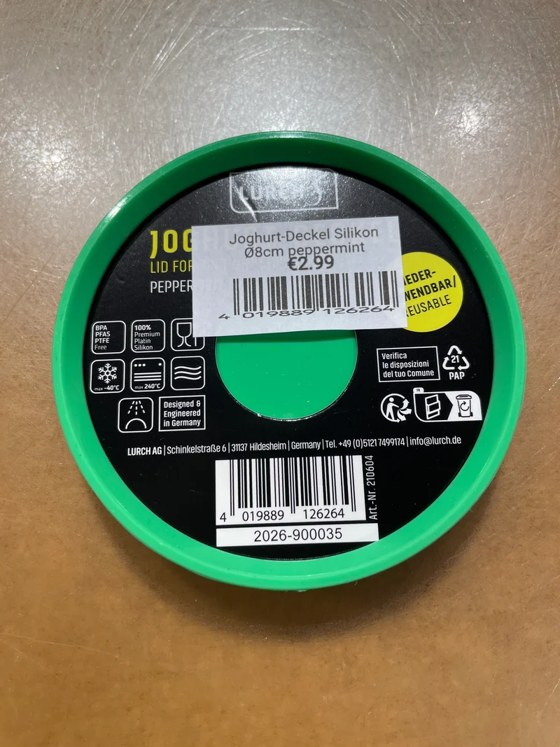 Joghurt-Deckel Silikon Ø8cm peppermint