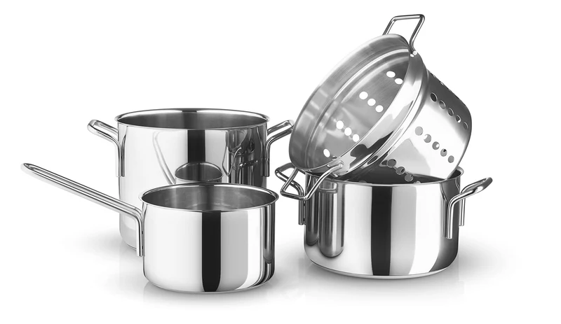 Eva Trio | Stainless Steel Topfset 4 St. 1,8 l 3,6 l 4,8 l & Pasta-Einsatz |Komplettes Set aus Töpfe