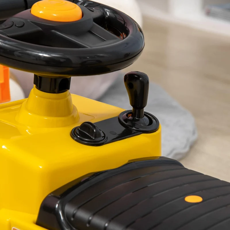 HOMCOM Traktor für Kinder von 3-4 Jahren mit Gabelstapler, Knopf für Geräusche und versteckter Staur