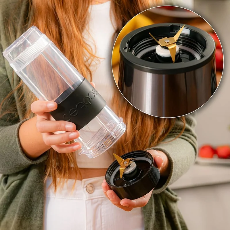 Cecotec Tragbarer Standmixer Smoothies Power Titanium 900 ProGo, 900W, Inklusive 2 Tragbare Becher à