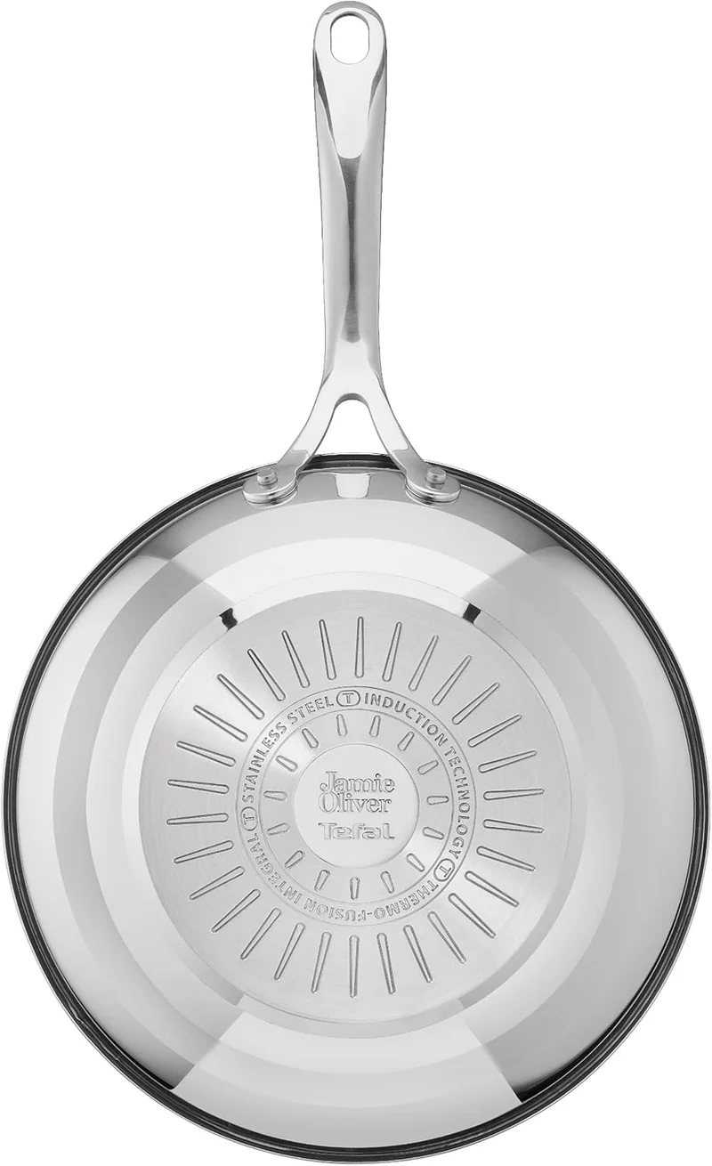 Tefal Jamie Oliver Cook' Smart Edelstahl-Wokpfanne 28cm mit Titanium 2X Antihaftversiegelung, E31019