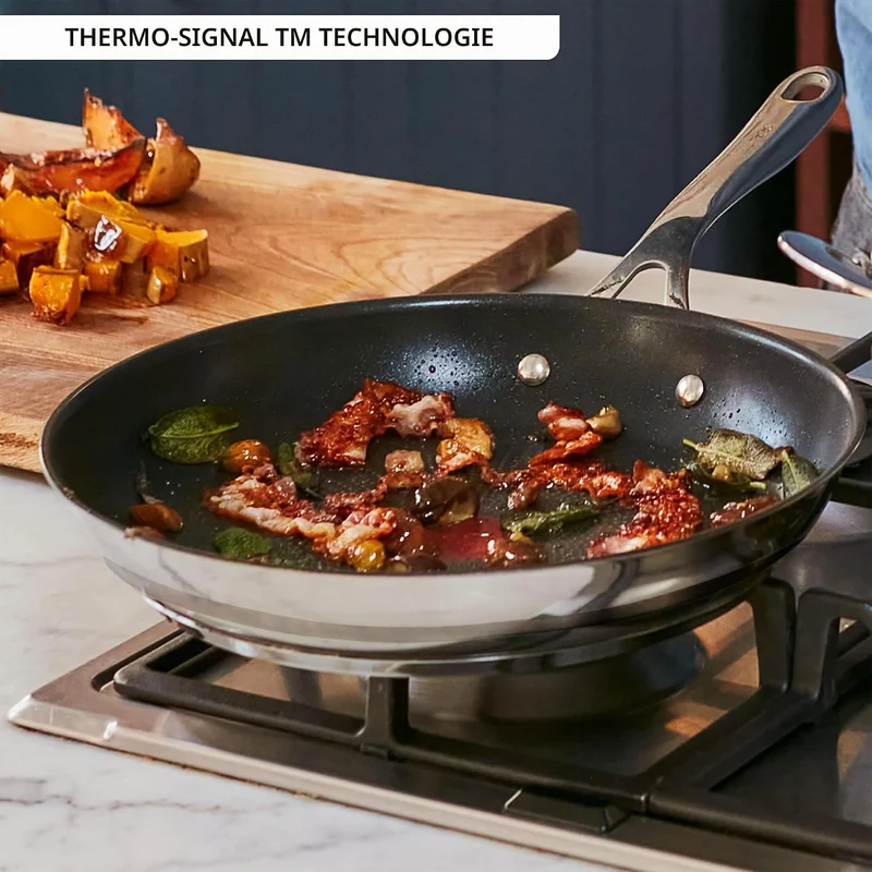 Tefal Jamie Oliver Cook' Smart Edelstahl-Wokpfanne 28cm mit Titanium 2X Antihaftversiegelung, E31019