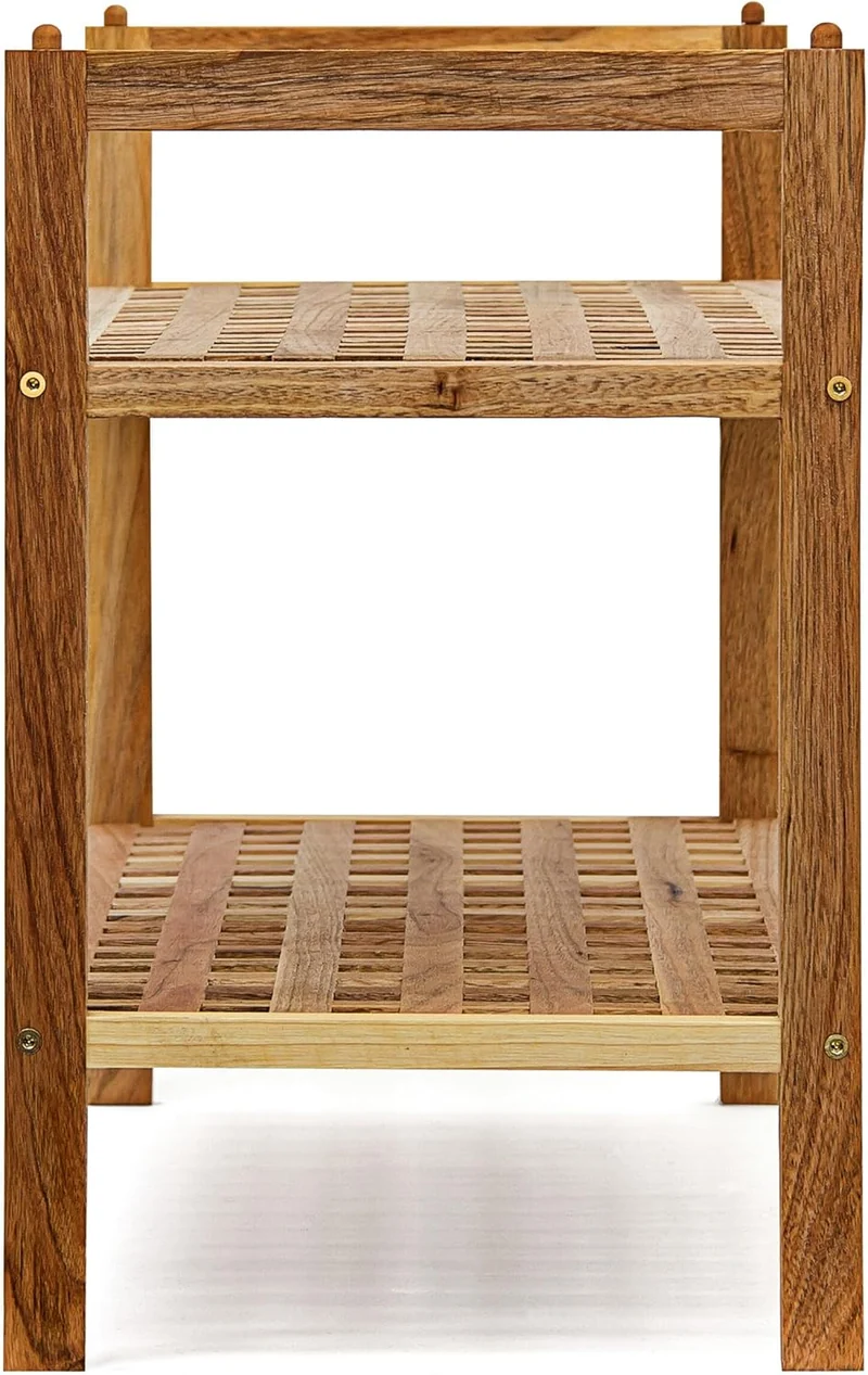 Relaxdays Schuhregal Walnuss stapelbar H x B x T: 40,5 x 69 x 26 cm Schuhablage mit 2 Ablagen für ca