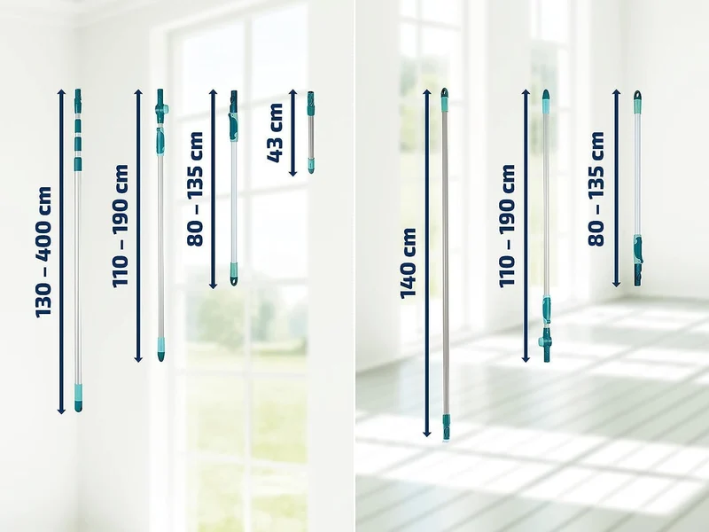 Leifheit Teleskopstiel 135 cm mit Click System, ausziehbare Teleskopstange für Verschiedene Reinigun
