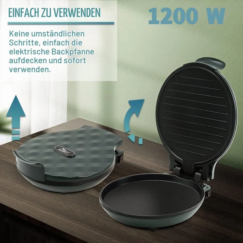 Elektrische Tischgrill, Uten Doppelbratpfanne Grill mit Antihaftbeschichteter Oberfläche, Regelbarer