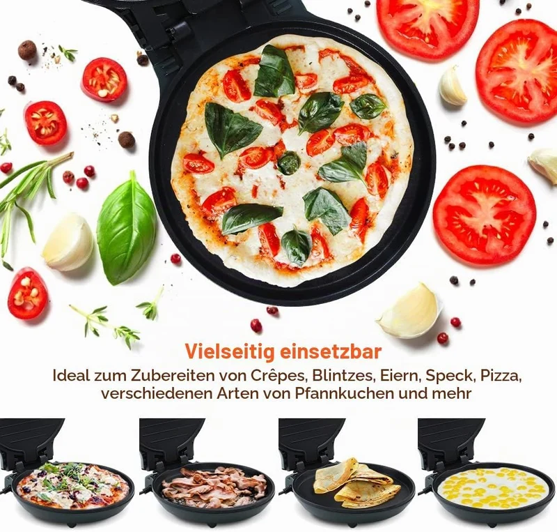 Elektrische Tischgrill, Uten Doppelbratpfanne Grill mit Antihaftbeschichteter Oberfläche, Regelbarer