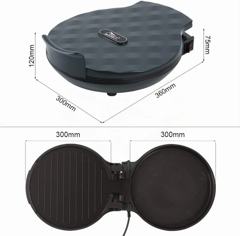 Elektrische Tischgrill, Uten Doppelbratpfanne Grill mit Antihaftbeschichteter Oberfläche, Regelbarer