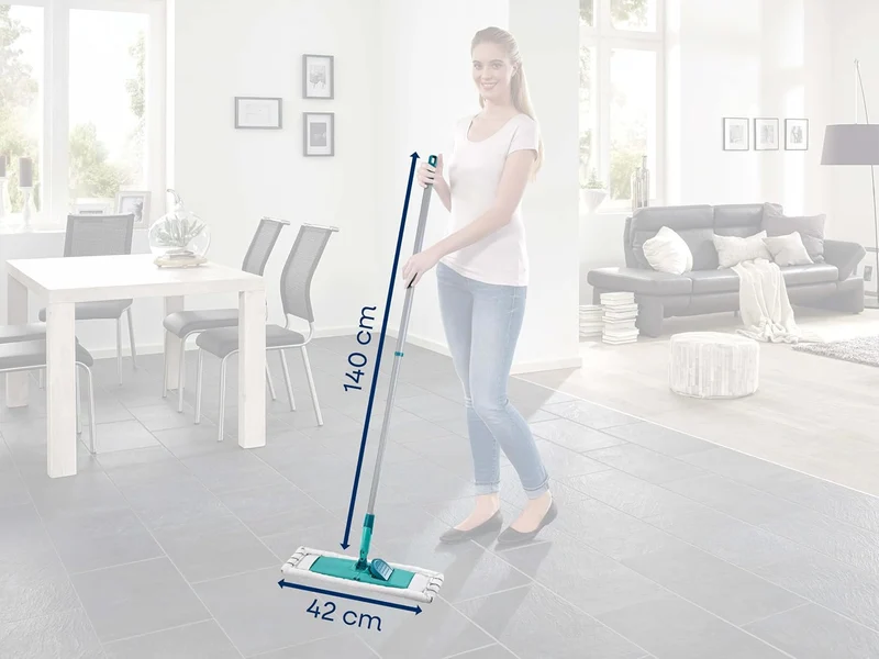 Leifheit Bodenwischer Classic XL microfibre mit integrierter Tuchklemme, 42cm breiter Wischmopp für