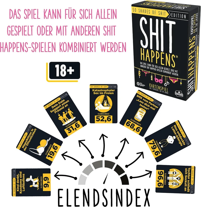 Goliath – Shit Happens: 50 Shades of Shit, Kartenspiel ab 18 Jahren, Gesellschaftsspiele für Erwachs