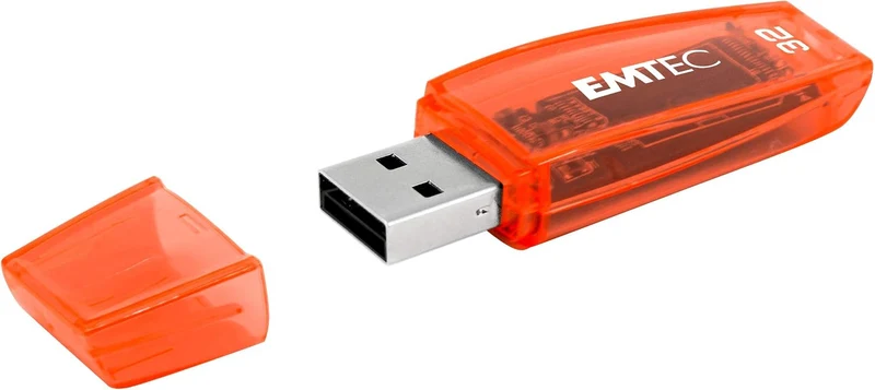 Emtec C410 32GB USB-Stick USB 2.0 Transparent Neon - 2er Pack (Orange Gelb) Pack de 2 (32 Go), Pack