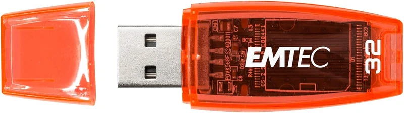 Emtec C410 32GB USB-Stick USB 2.0 Transparent Neon - 2er Pack (Orange Gelb) Pack de 2 (32 Go), Pack