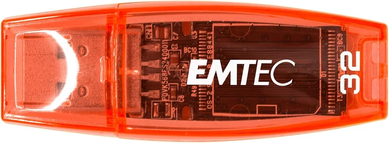 Emtec C410 32GB USB-Stick USB 2.0 Transparent Neon - 2er Pack (Orange Gelb) Pack de 2 (32 Go), Pack
