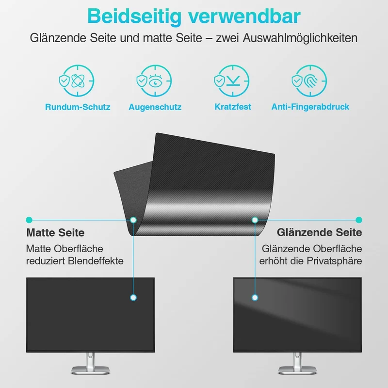 21,5 Zoll Monitor Blickschutzfolie 16:9 Seitenverhältnis, Anti Blaulichtfilter, Anti Glare Folie, Bl