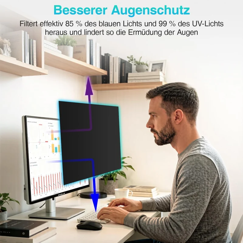 21,5 Zoll Monitor Blickschutzfolie 16:9 Seitenverhältnis, Anti Blaulichtfilter, Anti Glare Folie, Bl
