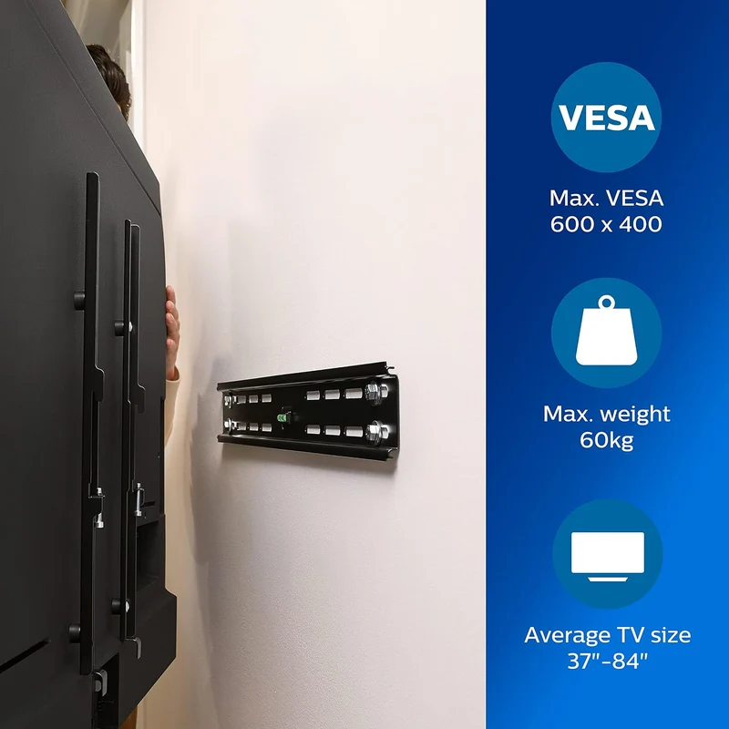 Philips TV Wandhalterung SQM3642/00 - TVs 37" bis 84" - Max. Belastbarkeit 60KG - Universal TV Halte