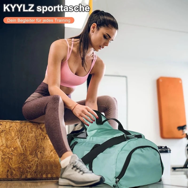 45L Sporttasche Damen Herren, Gross Reisetasche mit Schuhfach und Nassfach Travel Duffle Bag mit Ruc