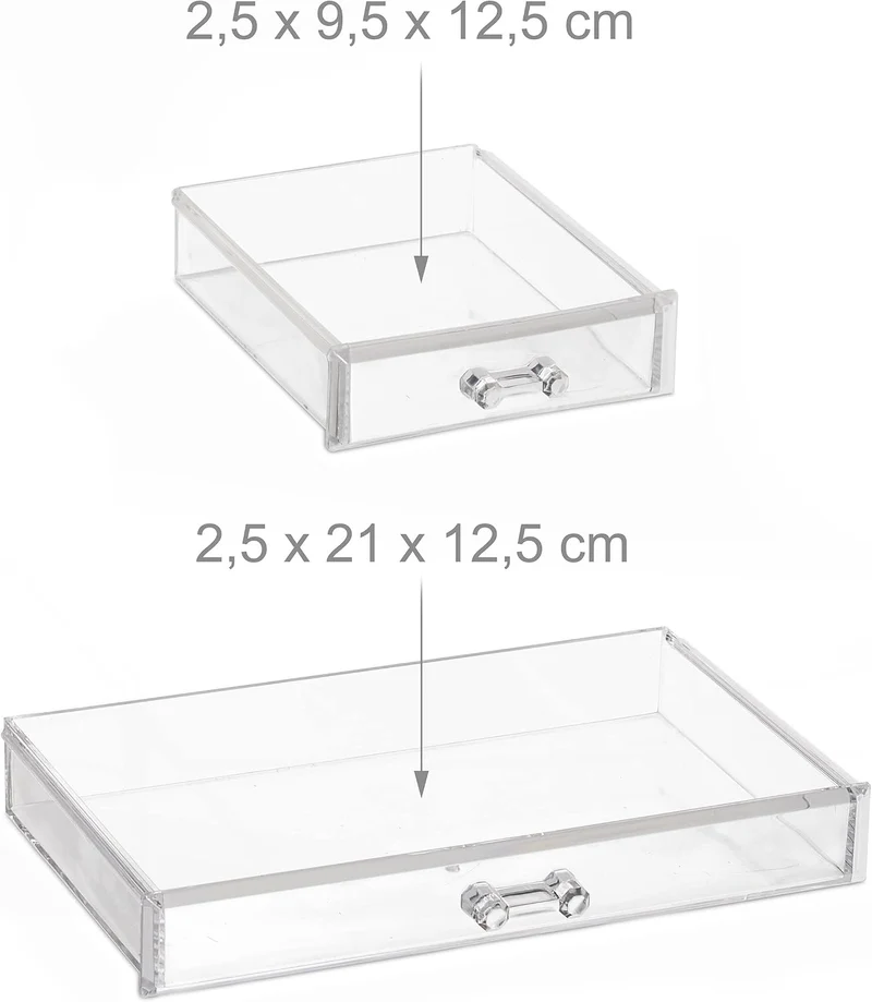 Relaxdays Make Up Organizer Bambus, 4 Schubladen, HBT: 11x23,5x15 cm, Schminkaufbewahrung & Schmuck,