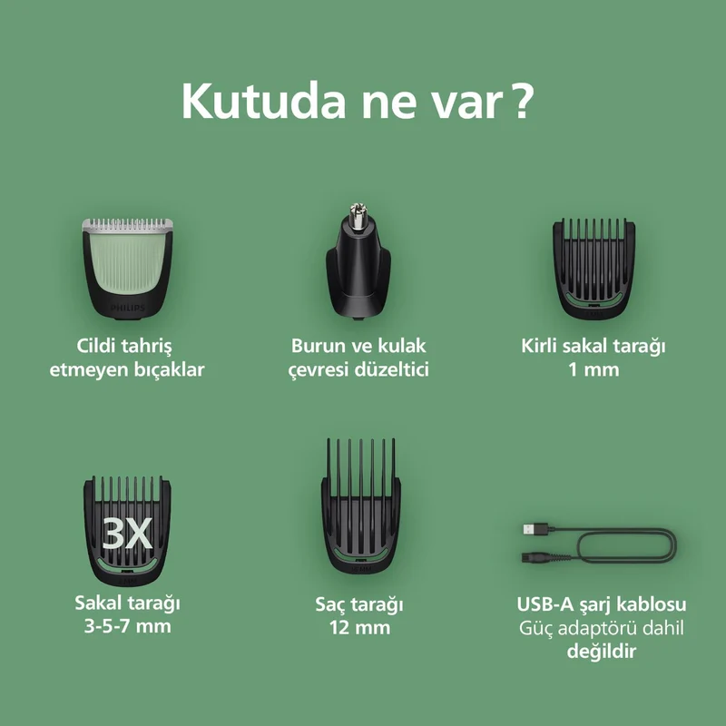 Philips MG3920/15 Herren Pflegeset 60 Minuten Betriebszeit Selbstschärfende Klingen Ladeanzeige 7in1