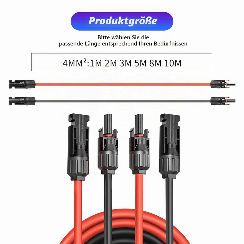 Gbformat Solarkabel 4mm2,Verlängerung 4MM² 10Meter, Solarstecker Solarkable Verlängerungskabel,pv Ka