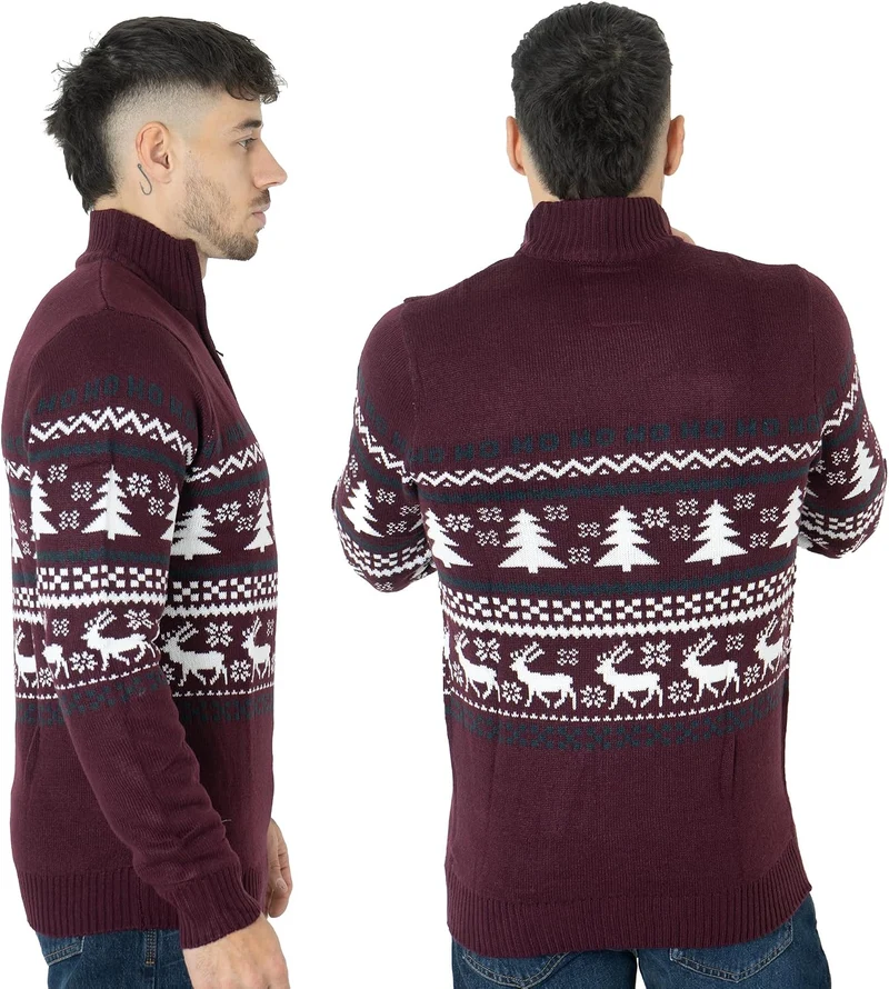 NOROZE Herren Weihnachten Pullover Neuheit Faire Insel Jumper Grobstrick Pulli für Frauen Unisex, Bu
