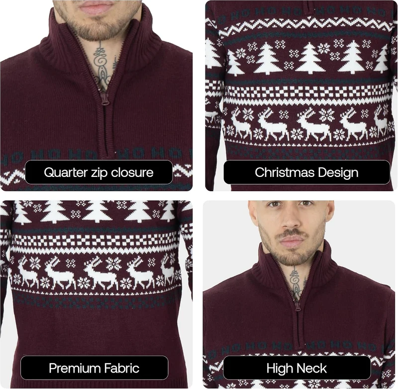 NOROZE Herren Weihnachten Pullover Neuheit Faire Insel Jumper Grobstrick Pulli für Frauen Unisex, Bu