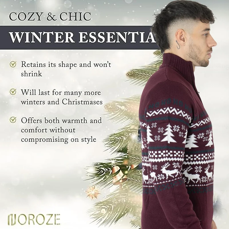 NOROZE Herren Weihnachten Pullover Neuheit Faire Insel Jumper Grobstrick Pulli für Frauen Unisex, Bu