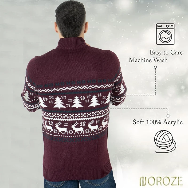 NOROZE Herren Weihnachten Pullover Neuheit Faire Insel Jumper Grobstrick Pulli für Frauen Unisex, Bu