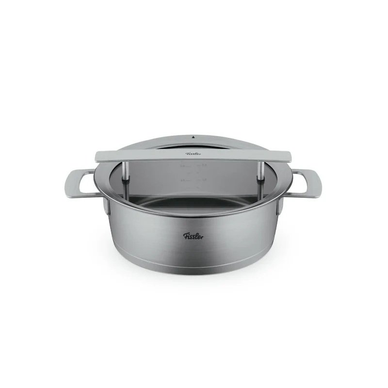 Fissler Phi Collection Bratentopf (24 cm, 3,9 L) mit Glasdeckel – grosser Edelstahl-Bratentopf, indu