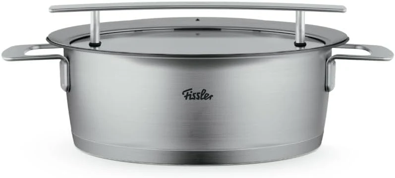 Fissler Phi Collection Bratentopf (24 cm, 3,9 L) mit Glasdeckel – grosser Edelstahl-Bratentopf, indu