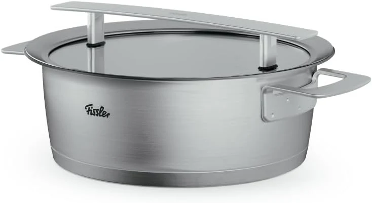Fissler Phi Collection Bratentopf (24 cm, 3,9 L) mit Glasdeckel – grosser Edelstahl-Bratentopf, indu