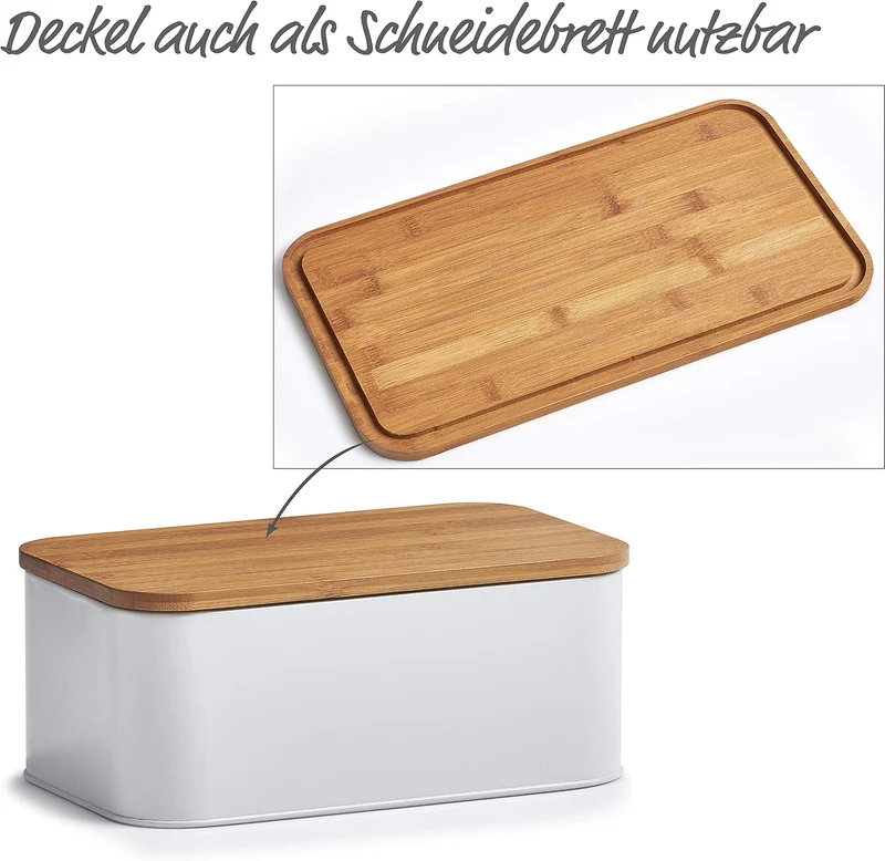 Zeller 25370 Brotkasten, Metall, weiss, 31 x 18 x 12.5 cm Weiss 31 x 18 x 12.5 cm, Weiß 31 x 18
