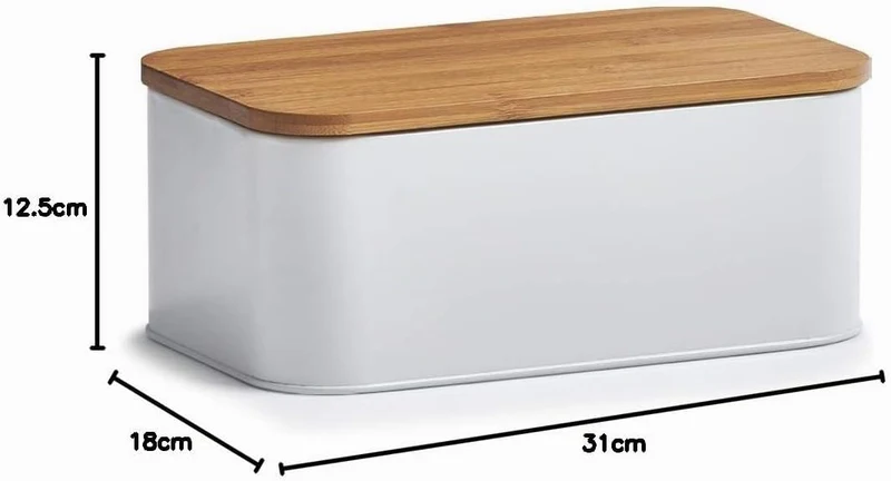 Zeller 25370 Brotkasten, Metall, weiss, 31 x 18 x 12.5 cm Weiss 31 x 18 x 12.5 cm, Weiß 31 x 18