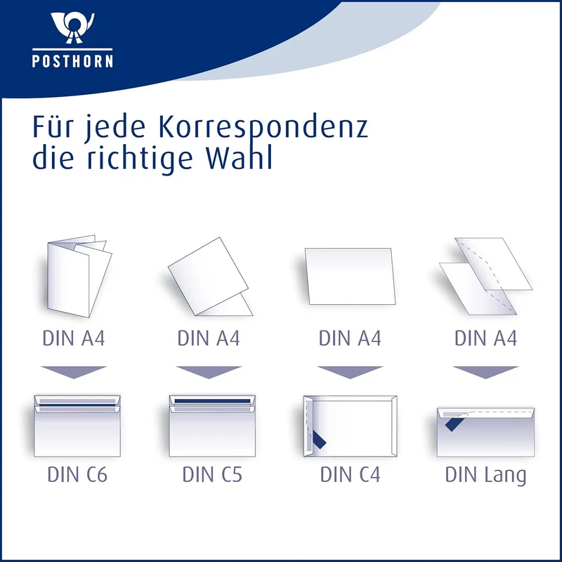 POSTHORN Briefumschlag DIN lang (1000 Stück), Briefumschlag ohne Fenster und mit selbstklebender Dop