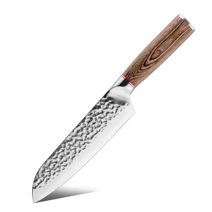 Kochmesser 18cm Santoku Griff Pakka Holz