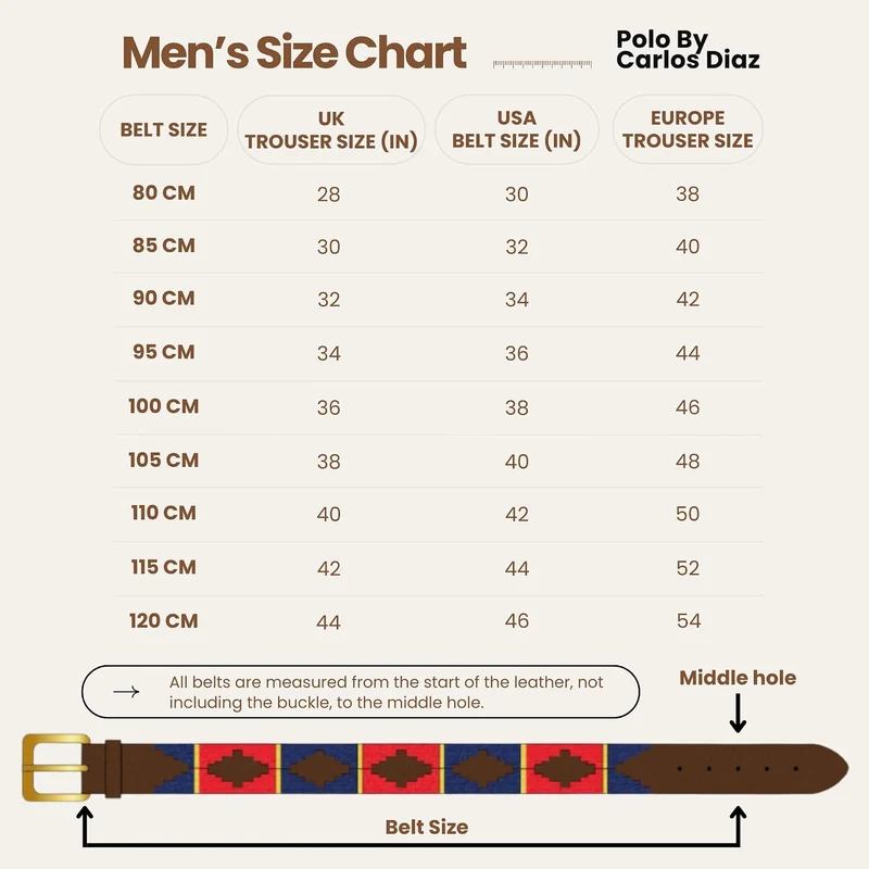 CARLOS DIAZ Herren Damen Premium Unisex Braunes Leder Bestickt Designer Polo Gürtel 105 Braun, 105 B