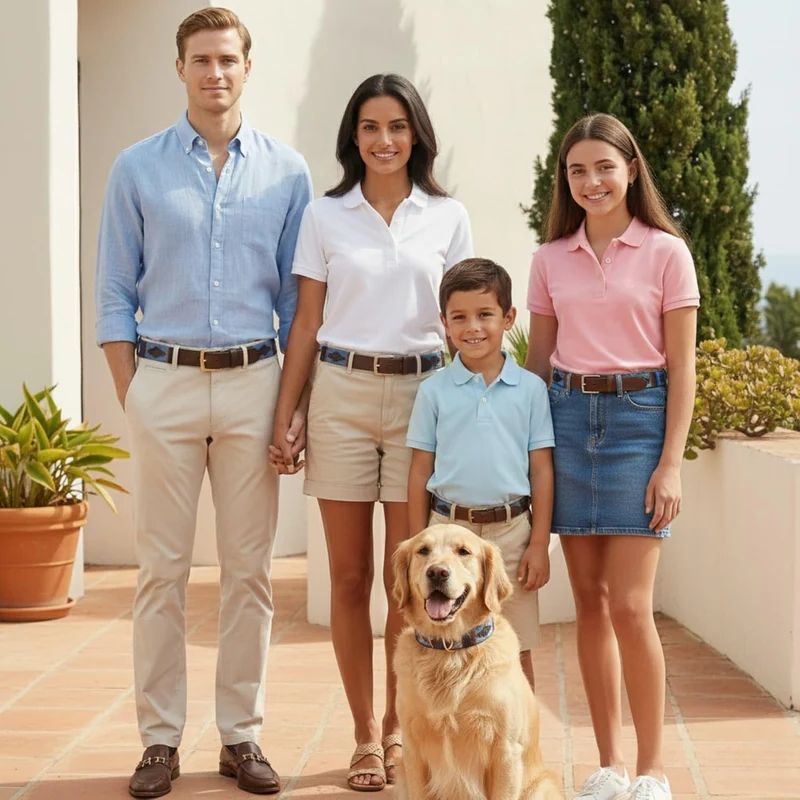 CARLOS DIAZ Herren Damen Premium Unisex Braunes Leder Bestickt Designer Polo Gürtel 105 Braun, 105 B
