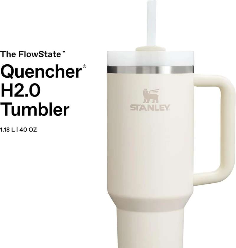Stanley Quencher H2.0 FlowState Trinkflasche mit Strohhalm 1.2L - Thermobecher Kühlt 11 Stunden - 48
