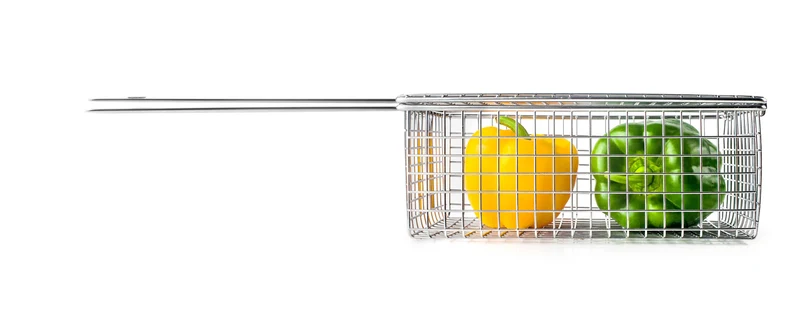 Grillkorb Edelstahl 13X49X8cm für Muscheln/Gemüse