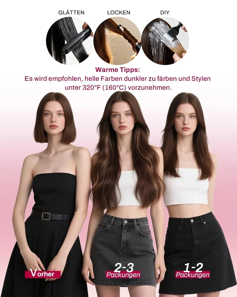 Moresoo Echthaar Extensions Clip in 45 cm 7 Stück 135g Weiches Glattes 2-1#2 45 cm-135g, 2-1#2 45 cm