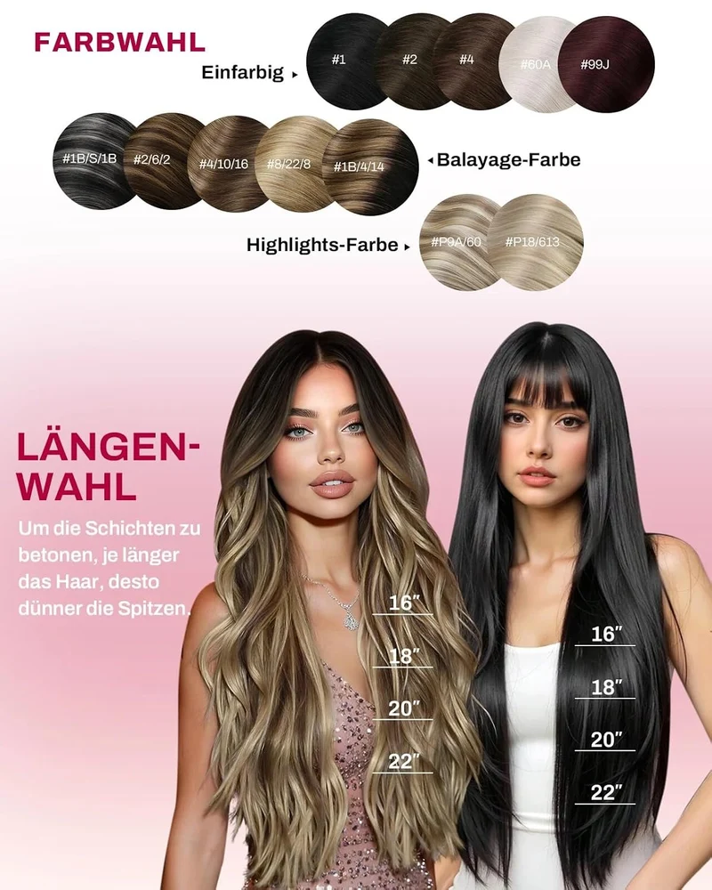 Moresoo Echthaar Extensions Clip in 45 cm 7 Stück 135g Weiches Glattes 2-1#2 45 cm-135g, 2-1#2 45 cm