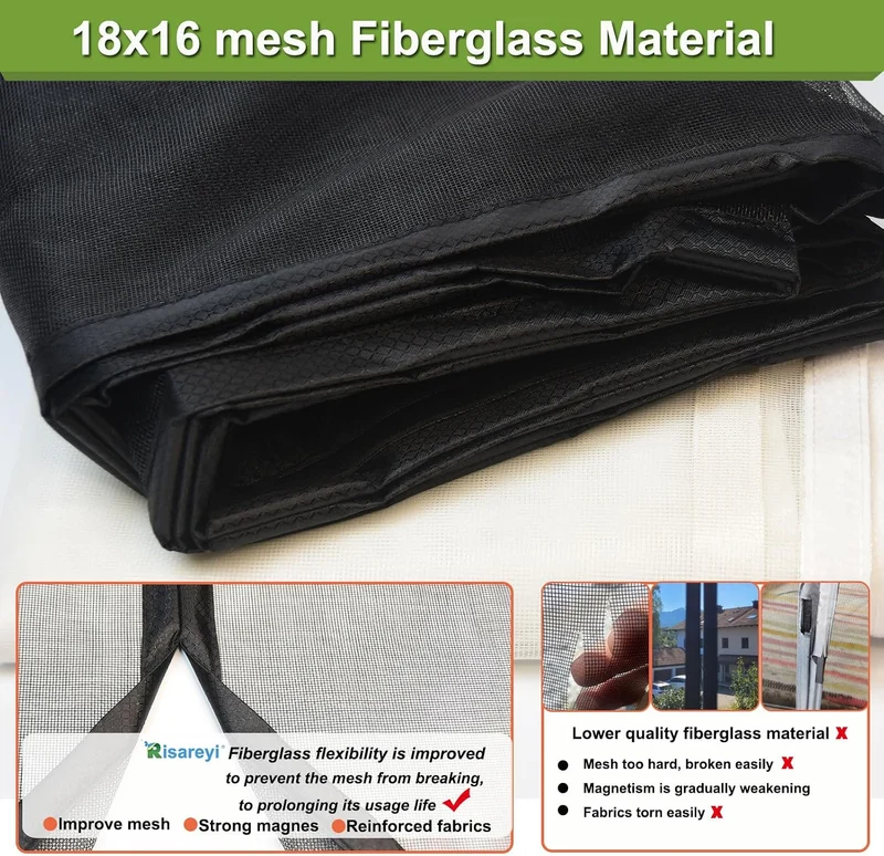 Risareyi Fliegengitter Balkontür Magnet aus Fiberglas 130x230cm, Grau