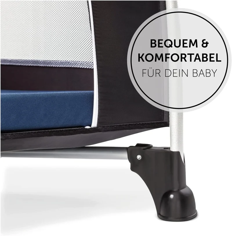 hauck Sleeper, Navy - 120x60x5 cm - Faltmatratze für Kinderreisebetten mit Tragetasche - Klein Zusam