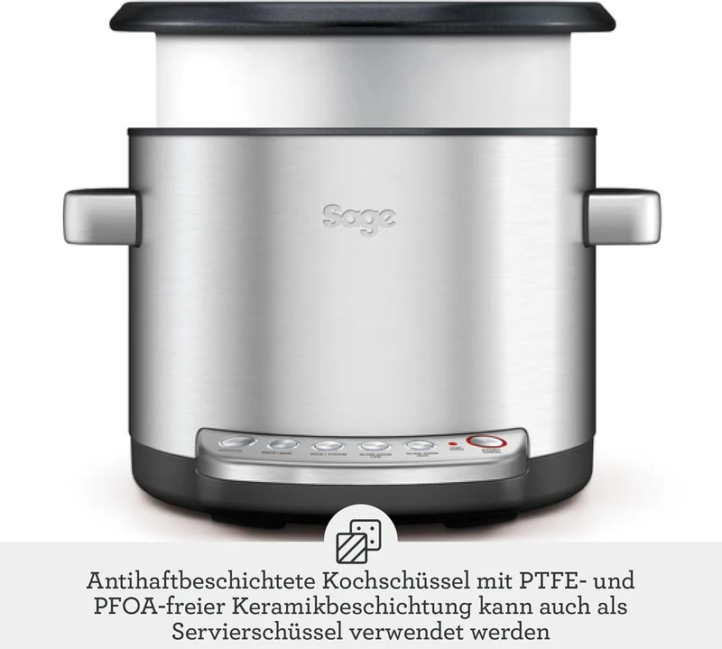 Sage - The Risotto Plus - Multikocher mit Rührfunktion für Risotto - 3,7 L Reiskocher, Dampfgarer, S