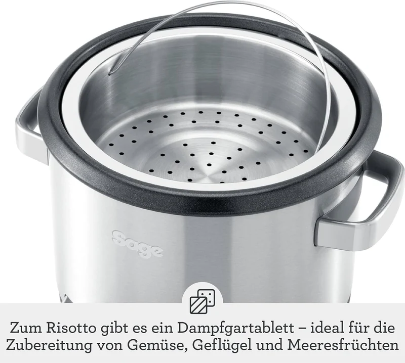 Sage - The Risotto Plus - Multikocher mit Rührfunktion für Risotto - 3,7 L Reiskocher, Dampfgarer, S