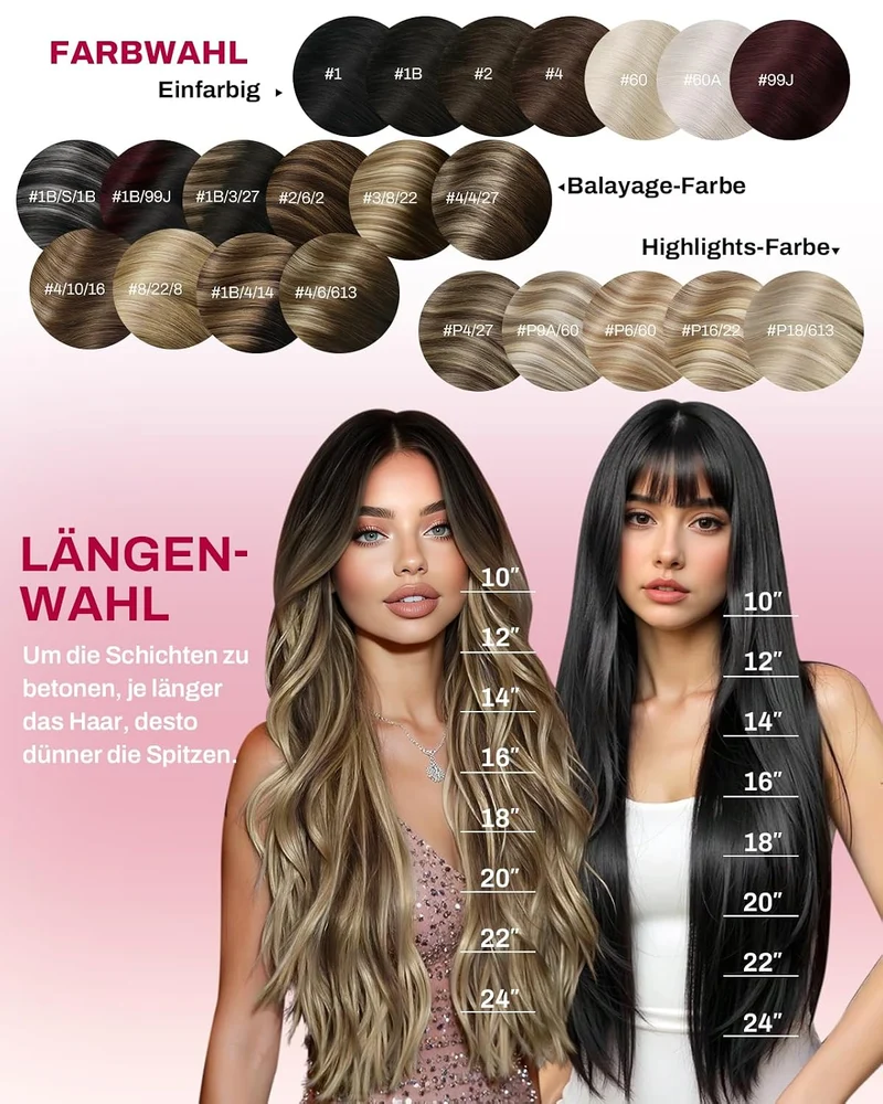 Moresoo Echthaar Extensions Clip in 45 cm Weiches Glattes 7pcs 120g Leicht 3-1#4/6/613 45 cm, 3-1#4/