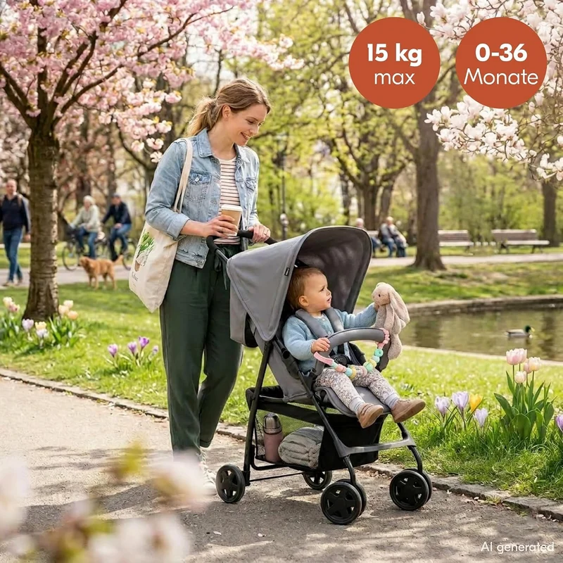 hauck Buggy Sport, Ultra Leicht - nur 5,9 kg, für Kinder bis 15 kg, Klein Zusammenklappbar, Reisebug