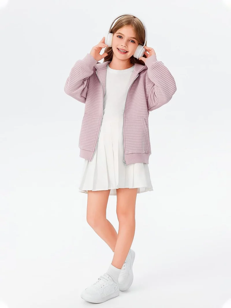 Haloumoning Mädchen Kapuzenjacke mit Reissverschluss 9-10 Jahre Rosa, 9-10 Jahre Rosa