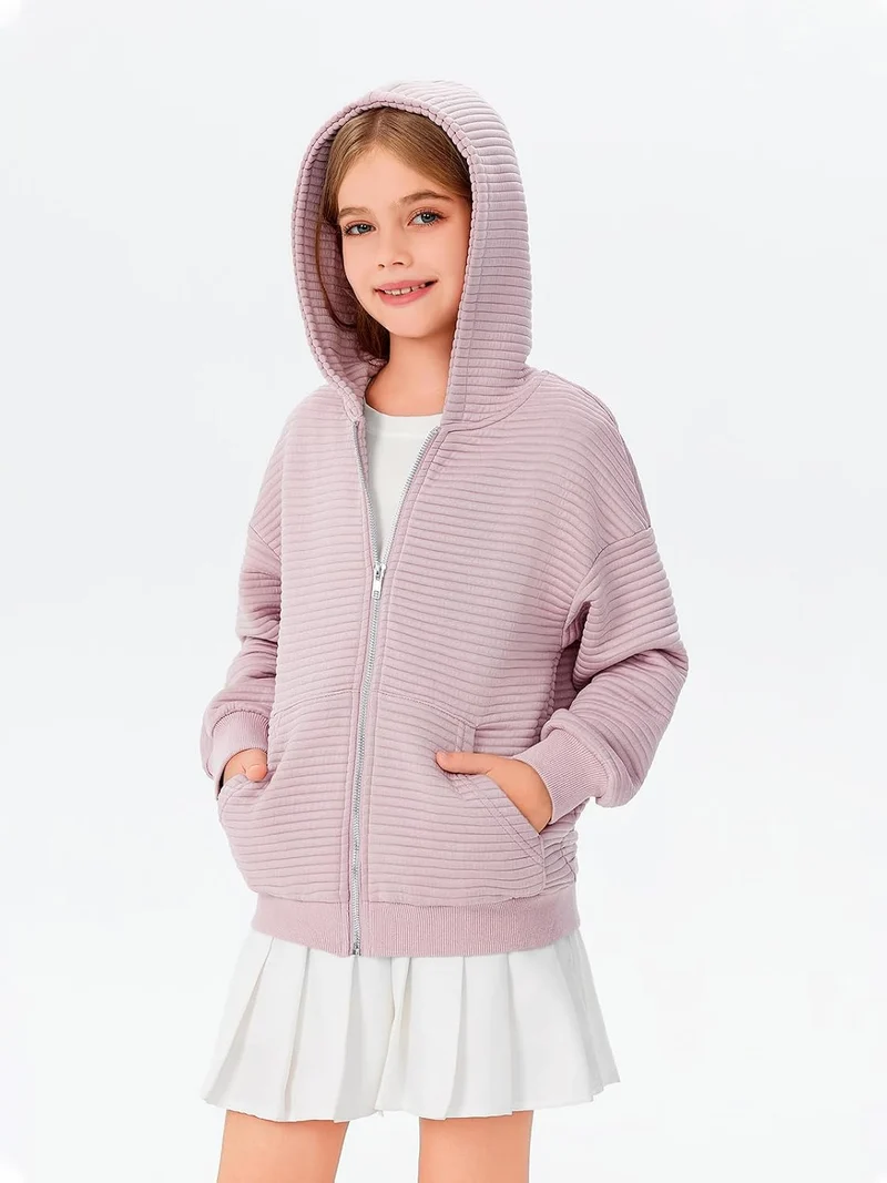 Haloumoning Mädchen Kapuzenjacke mit Reissverschluss 9-10 Jahre Rosa, 9-10 Jahre Rosa